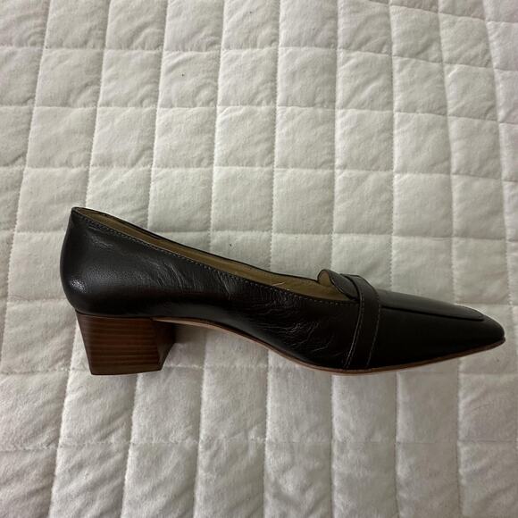 BRUNO MAGLI Pump Womens 37 US 6.5 Black Leather Square Toe Buckle Block Heel - Picture 11 of 15